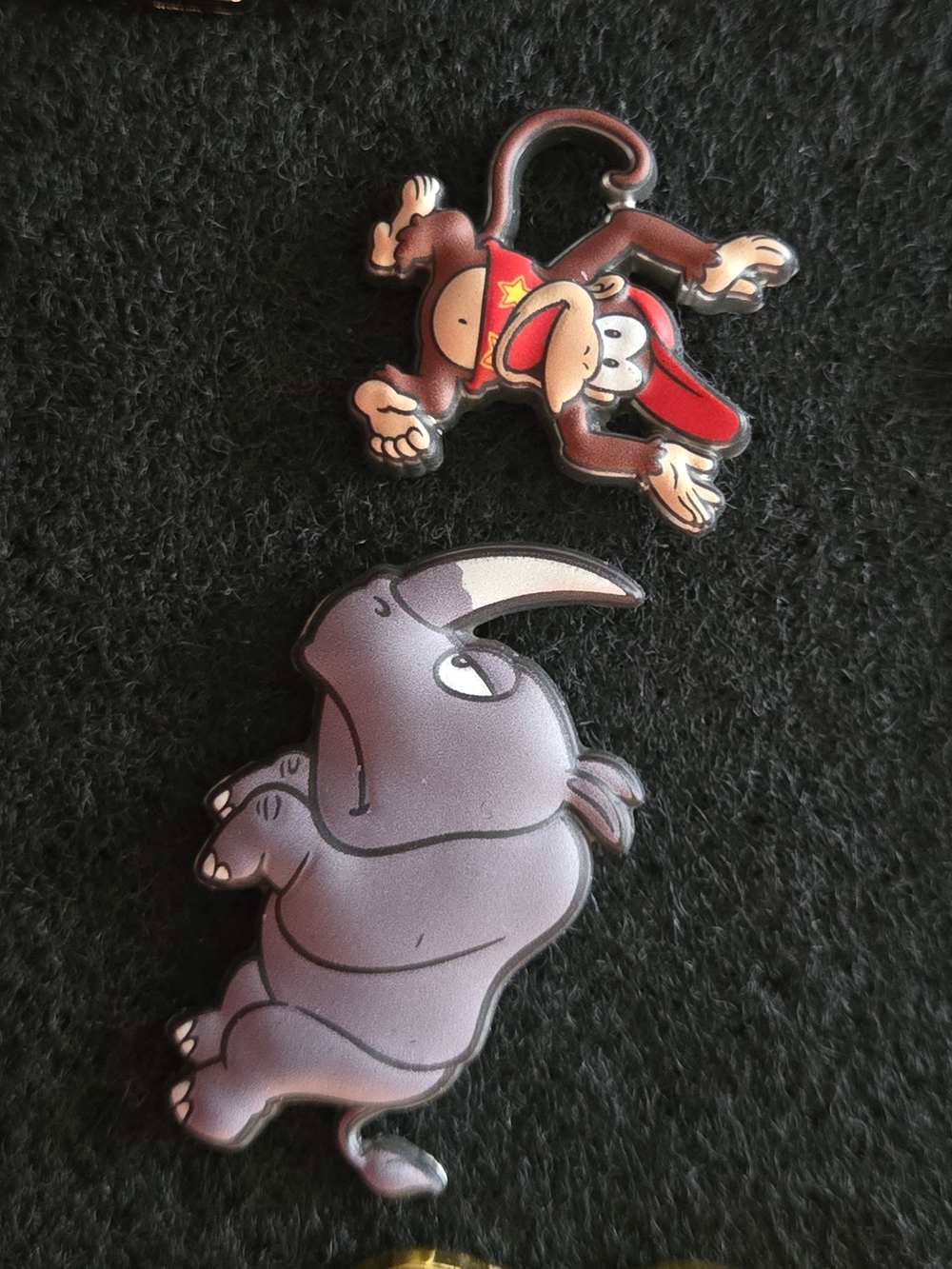 Diddy Kong & Rhino Enamel Pin Set - Red, Brown, Gray